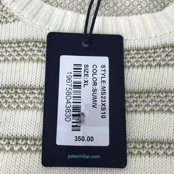 PETER MILLAR MEN’S XL MERINO WOOL MIDI STRIPE CREWNECK SWEATER NWT CLASSIC FIT - Picture 3 of 16